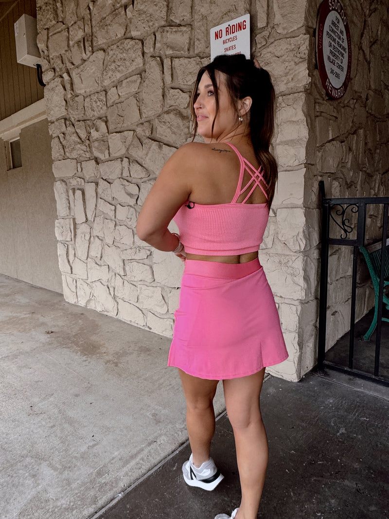 High Waist Tennis Skirt (pink)