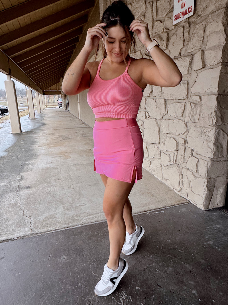 High Waist Tennis Skirt (pink)