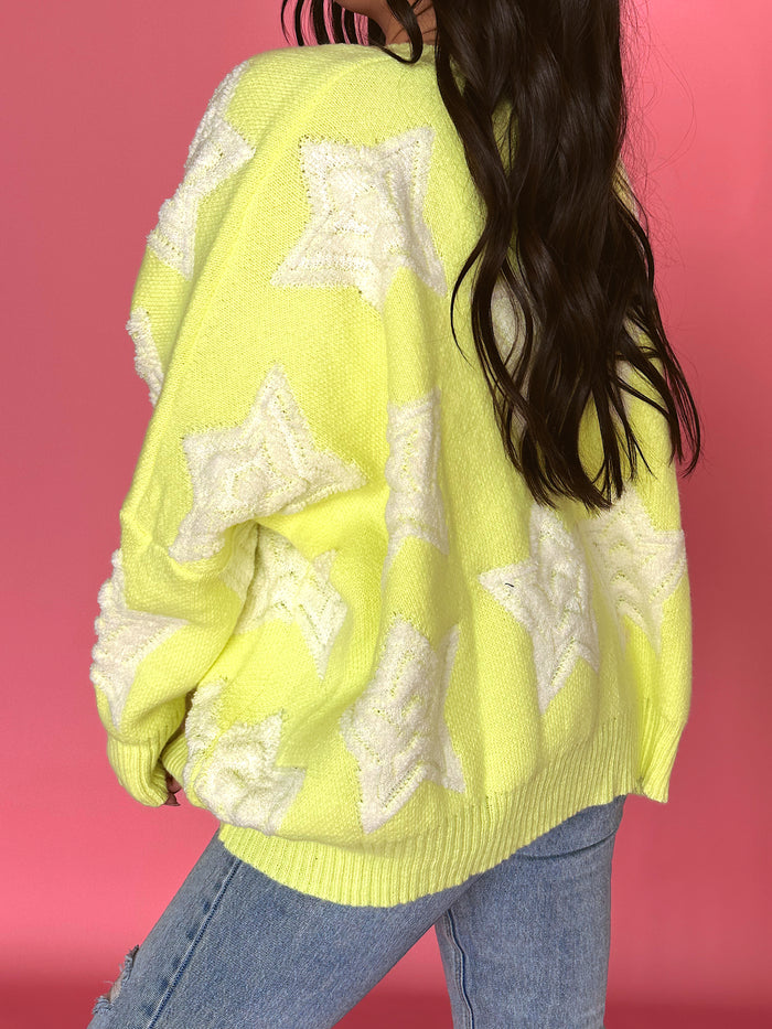 Star of The Show Oversized Cardigan (lime)