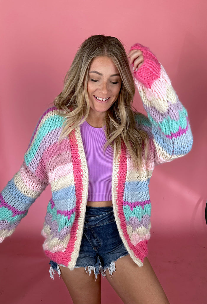 Spring Showers Chunky Knit Cardigan