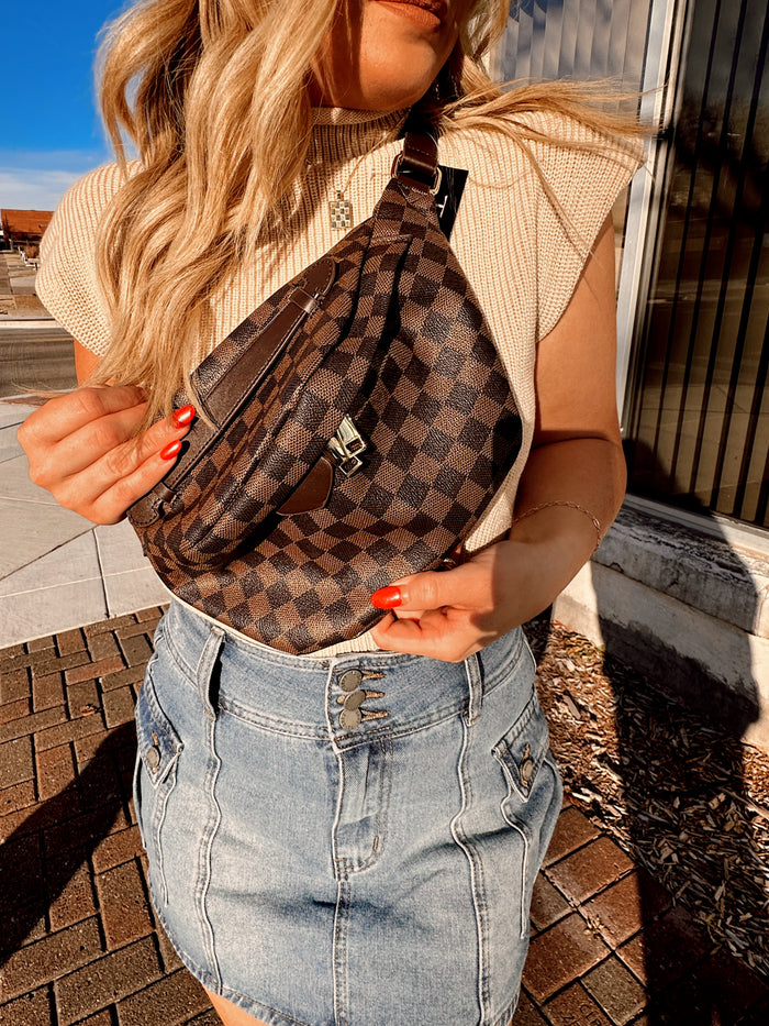 Checkered Bum Bag (brown)