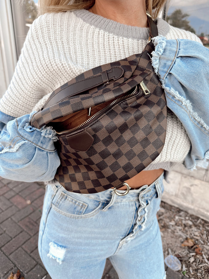 Checkered Bum Bag (brown)