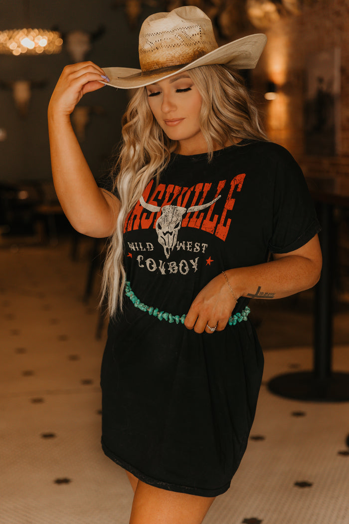 Nashville Wild West T-Shirt Dress (black)