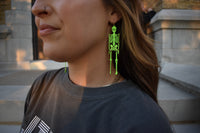 Dangle Skeleton Earrings (neon green)
