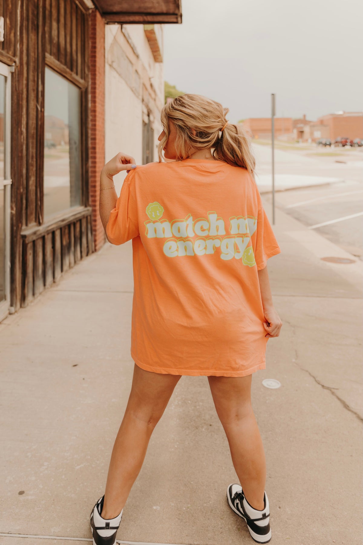 Match My Energy Graphic Tee (melon/adults)