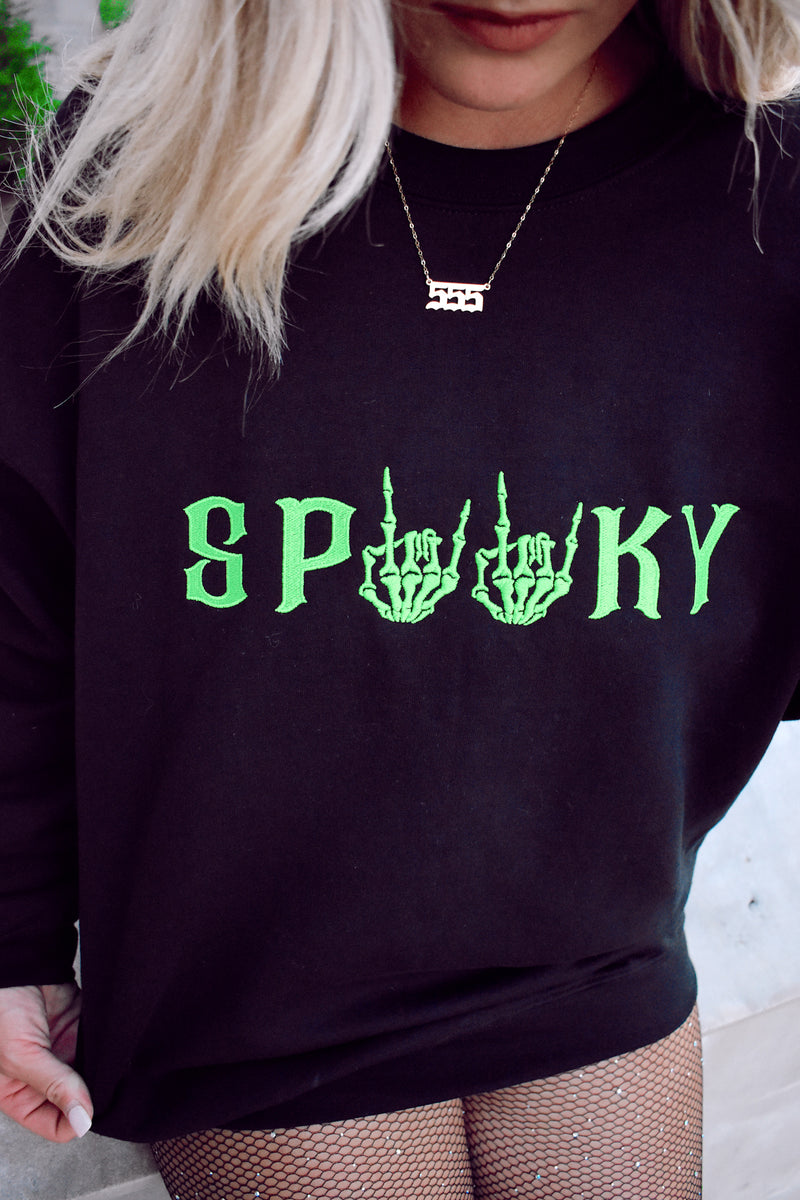 S P O O K Y Embroidered Pullover - Adults (PREORDER)