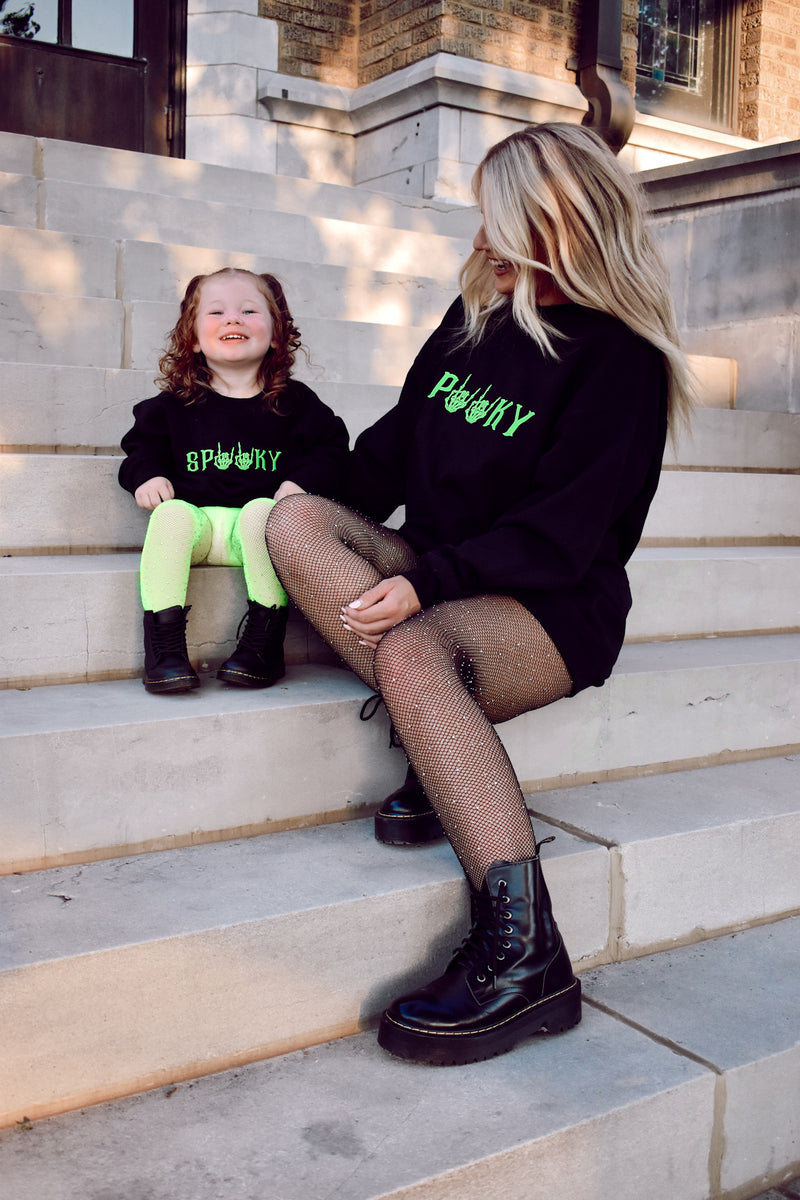 S P O O K Y Embroidered Pullover - Kids (PREORDER)