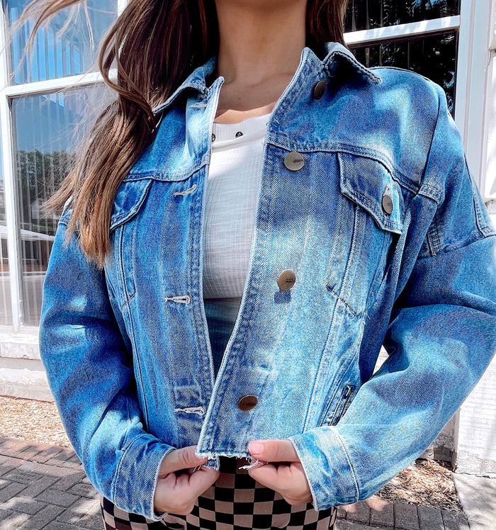 For the Girls Cropped Denim Jacket