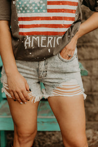 Center of Attention High Rise Denim Shorts