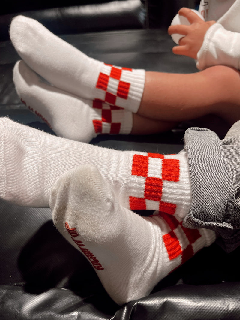 Checkered Kids Socks(red)